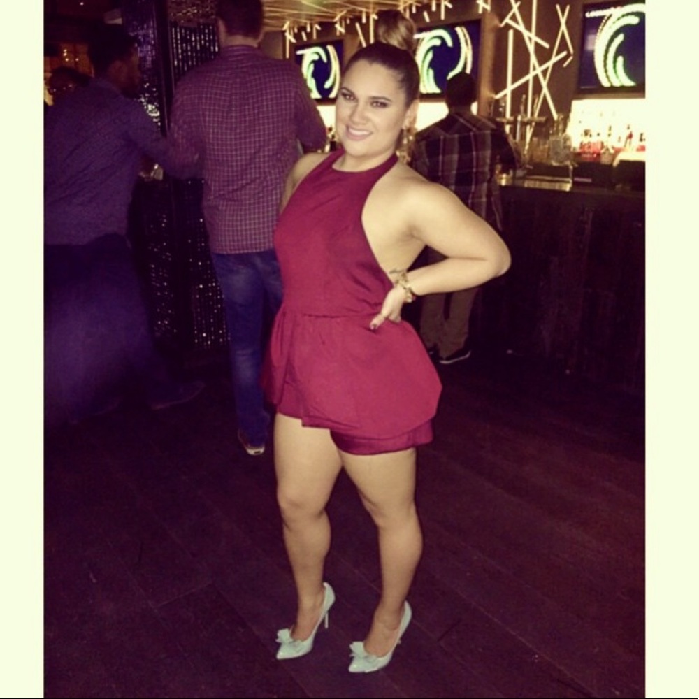 Wine/burgundy halter romper